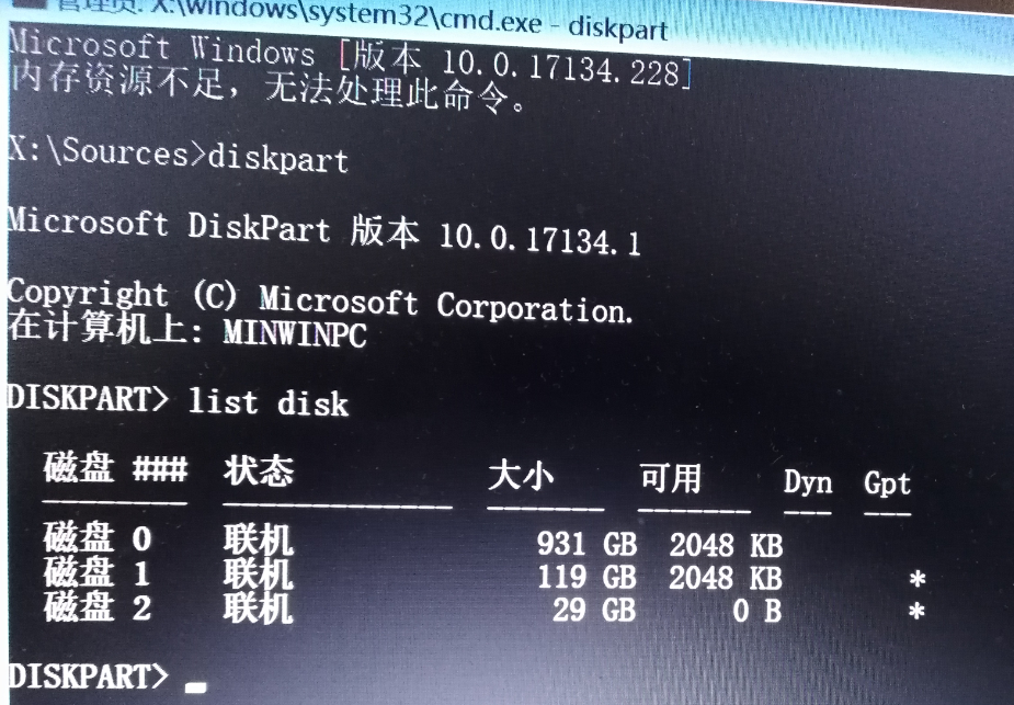 list disk